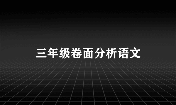 三年级卷面分析语文