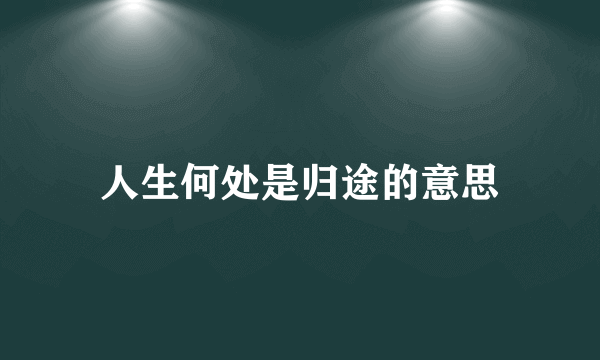 人生何处是归途的意思