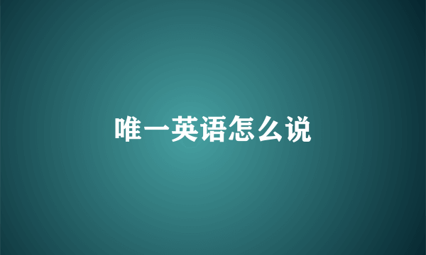 唯一英语怎么说