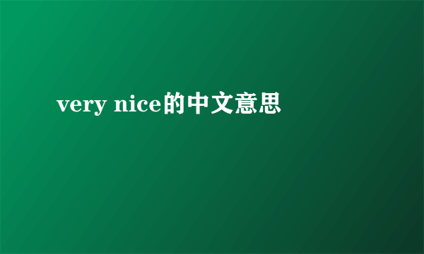 very nice的中文意思