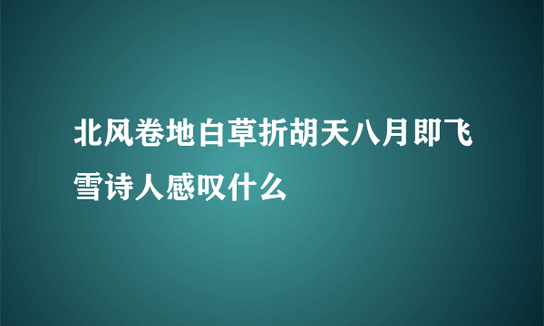 北风卷地白草折胡天八月即飞雪诗人感叹什么