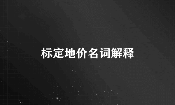 标定地价名词解释