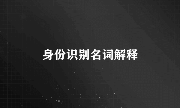 身份识别名词解释