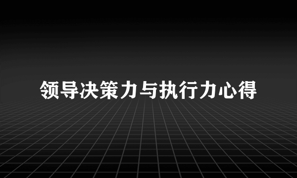 领导决策力与执行力心得