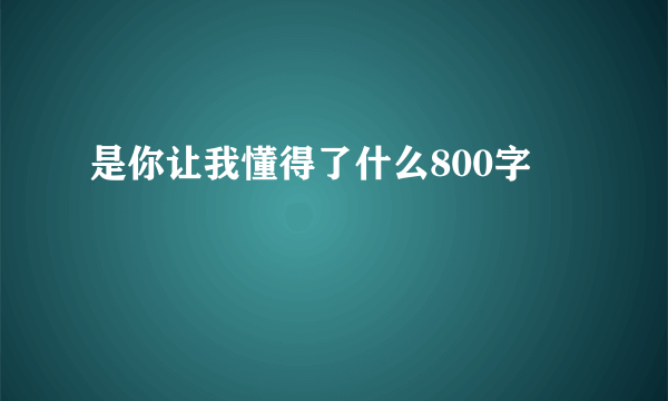 是你让我懂得了什么800字