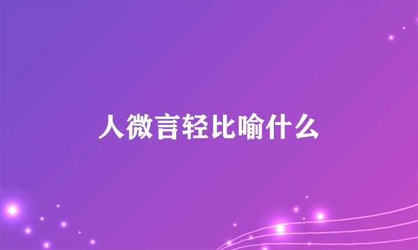 人微言轻比喻什么