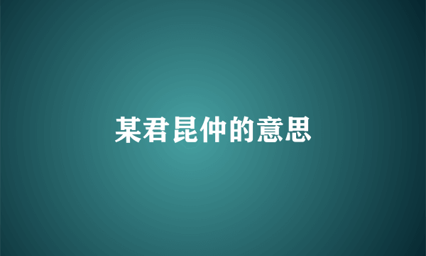 某君昆仲的意思