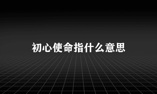 初心使命指什么意思