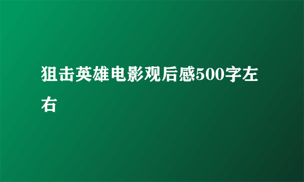 狙击英雄电影观后感500字左右