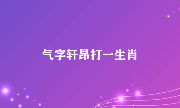 气字轩昂打一生肖