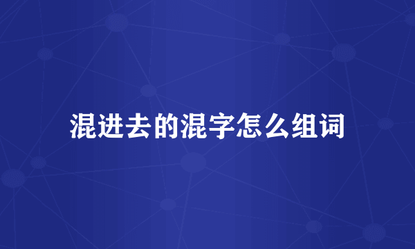混进去的混字怎么组词