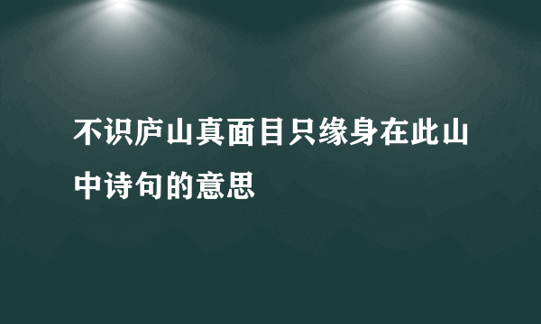 不识庐山真面目只缘身在此山中诗句的意思