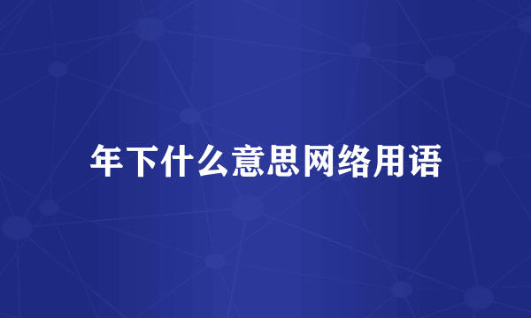 年下什么意思网络用语
