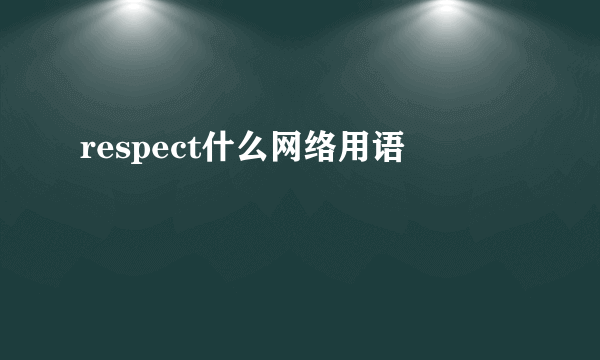 respect什么网络用语