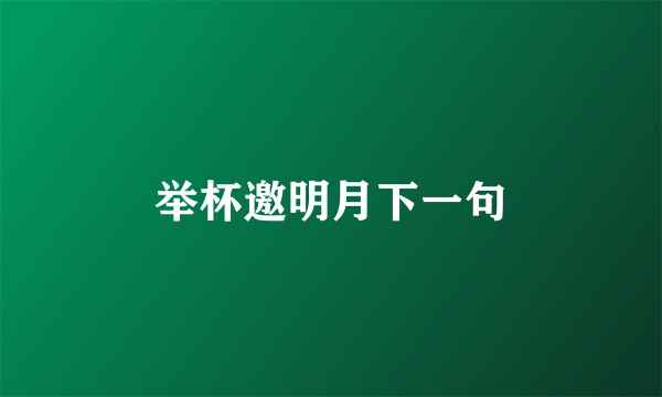 举杯邀明月下一句