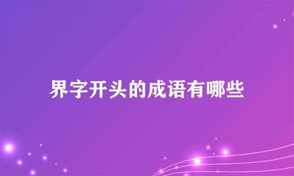 界字开头的成语有哪些