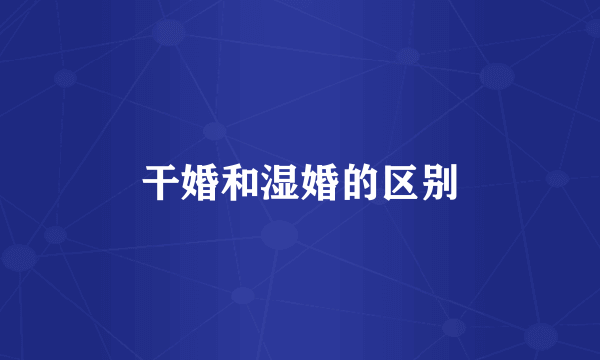 干婚和湿婚的区别
