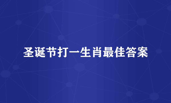圣诞节打一生肖最佳答案