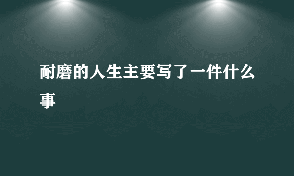 耐磨的人生主要写了一件什么事
