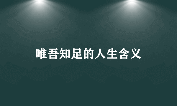 唯吾知足的人生含义