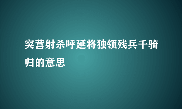 突营射杀呼延将独领残兵千骑归的意思