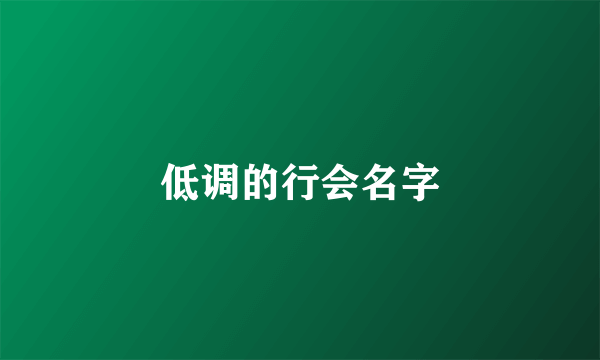 低调的行会名字