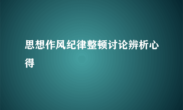 思想作风纪律整顿讨论辨析心得