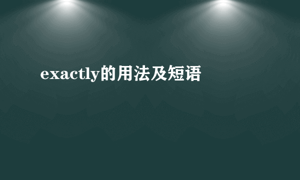 exactly的用法及短语