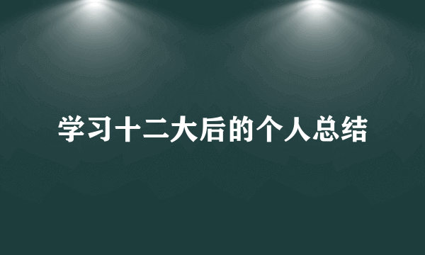 学习十二大后的个人总结