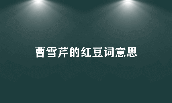 曹雪芹的红豆词意思