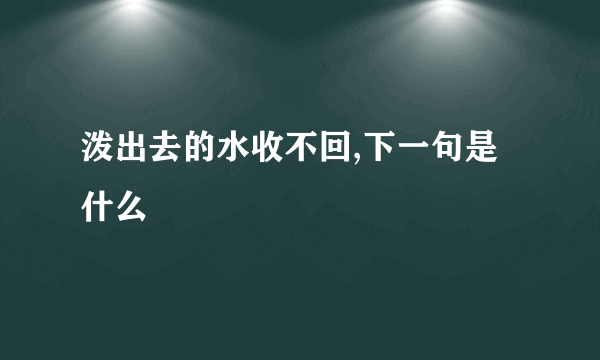 泼出去的水收不回,下一句是什么