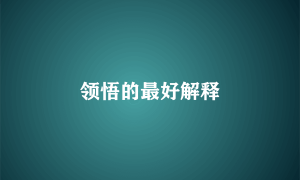 领悟的最好解释