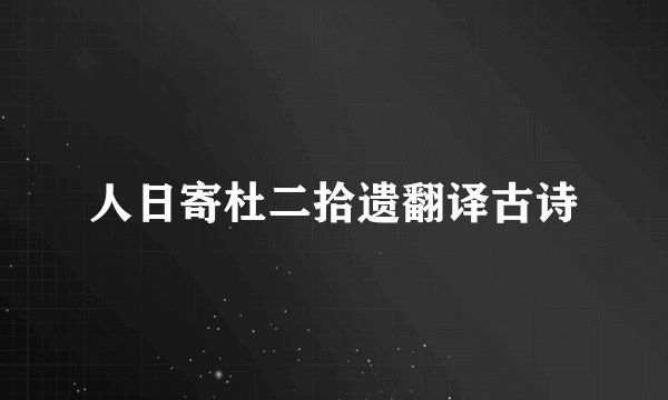 人日寄杜二拾遗翻译古诗