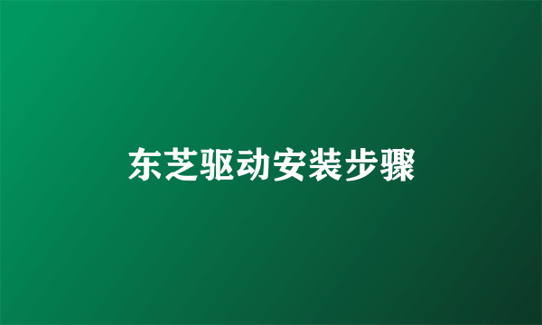 东芝驱动安装步骤