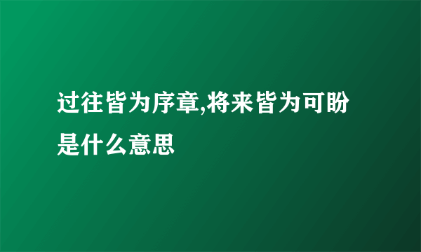过往皆为序章,将来皆为可盼是什么意思