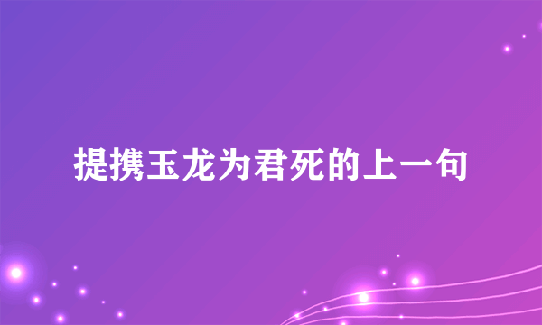 提携玉龙为君死的上一句