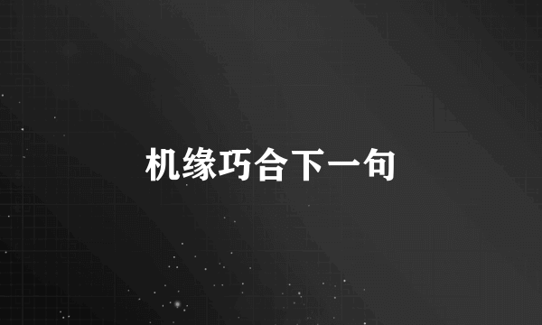 机缘巧合下一句