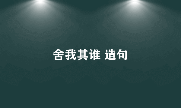 舍我其谁 造句