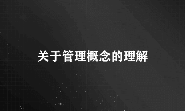 关于管理概念的理解