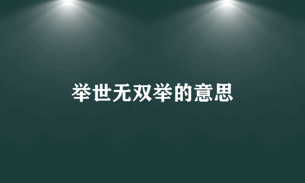 举世无双举的意思