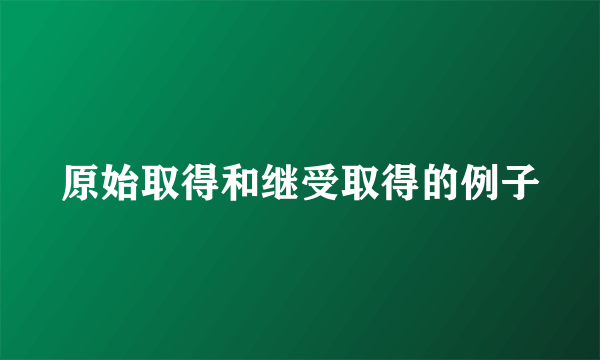 原始取得和继受取得的例子