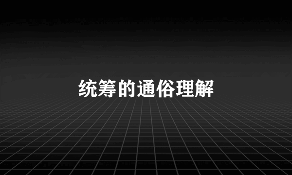 统筹的通俗理解