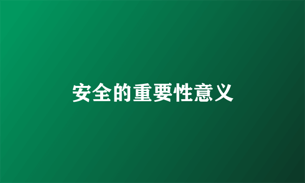 安全的重要性意义