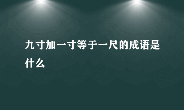 九寸加一寸等于一尺的成语是什么
