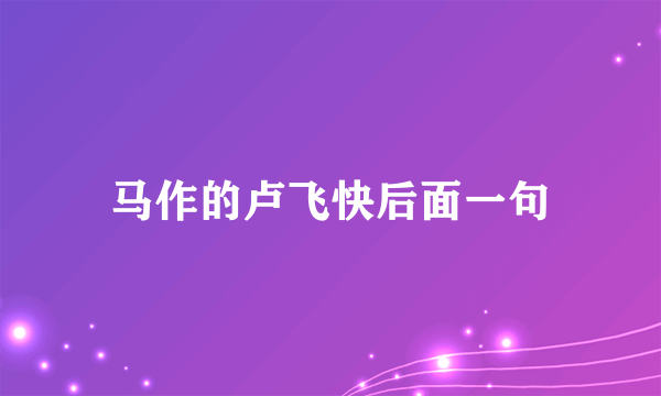 马作的卢飞快后面一句