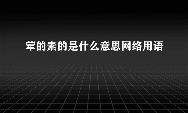 荤的素的是什么意思网络用语