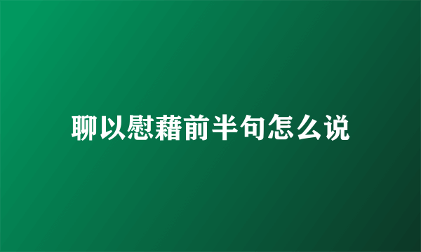 聊以慰藉前半句怎么说