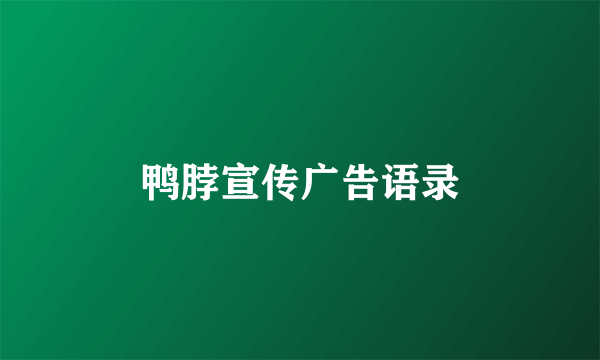 鸭脖宣传广告语录