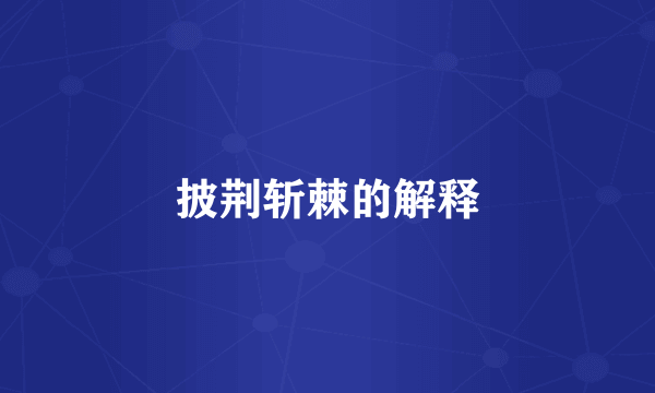 披荆斩棘的解释