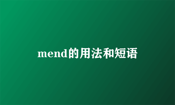 mend的用法和短语